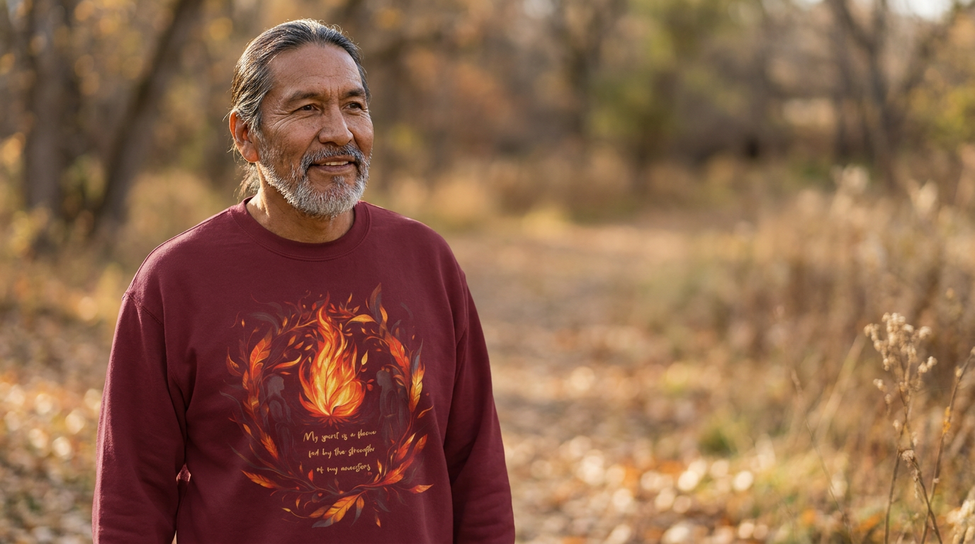 Crewneck sweatshirt worn by model - Ancestors Pride