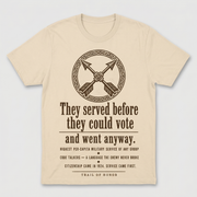 Akecheta — Trail of Honor heritage tee, crossed-arrows medallion