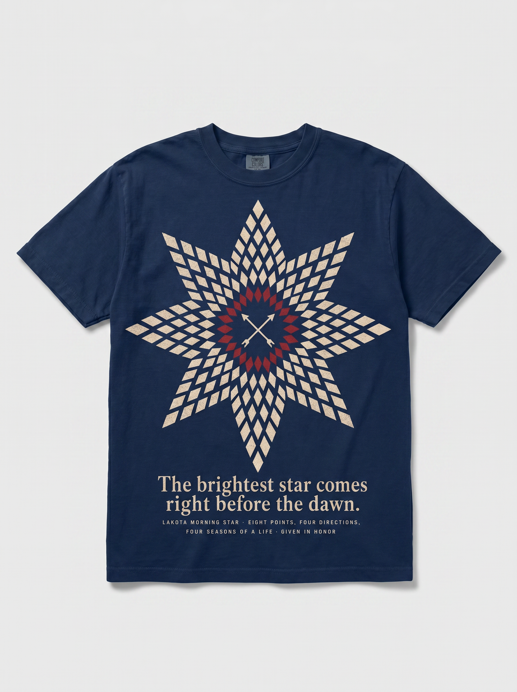 Anpao Morning Star navy heritage tee — full front print