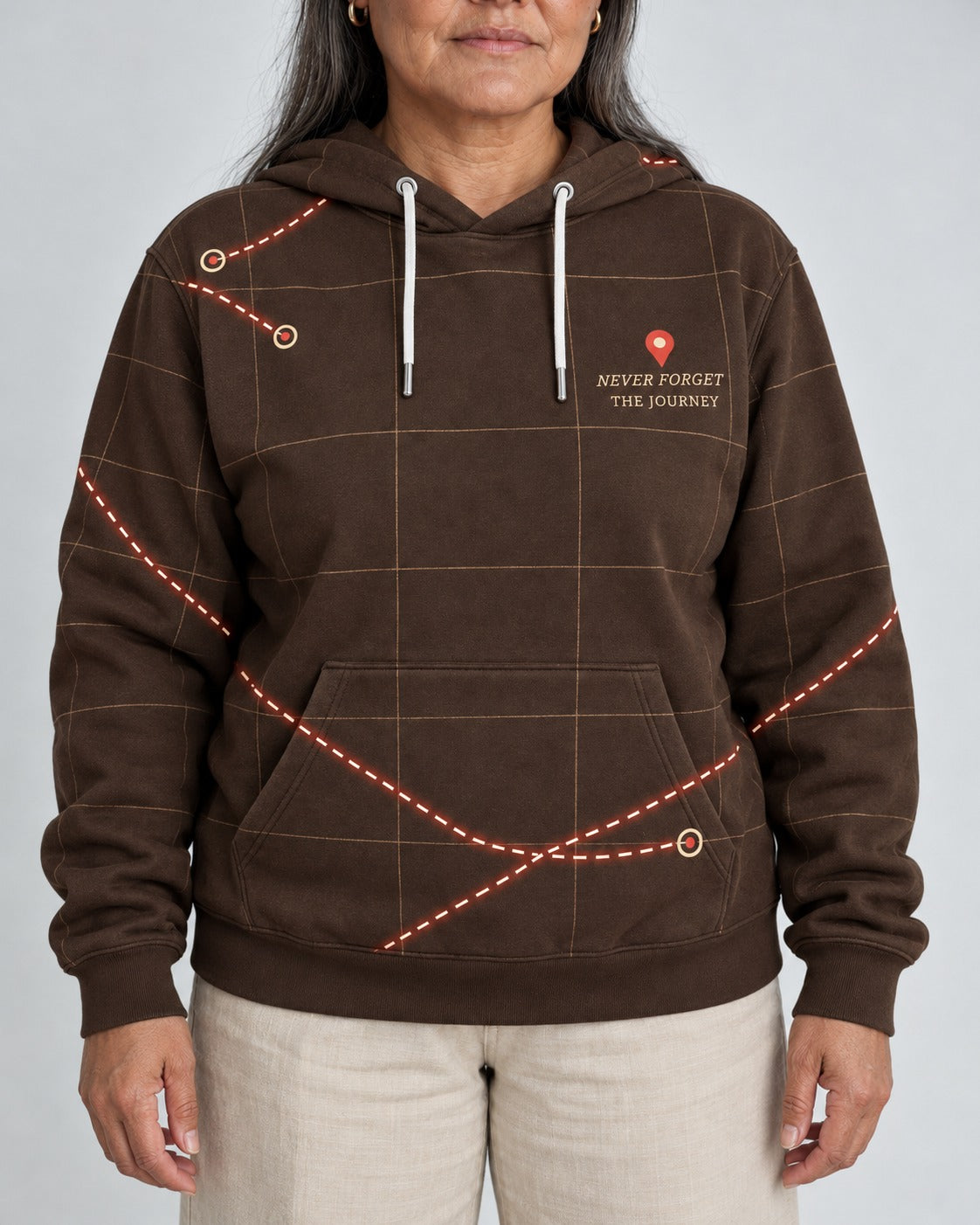 Ketso — Trail of Tears 1830-1850 — Never Forget the Journey Hoodie — worn by woman, front view