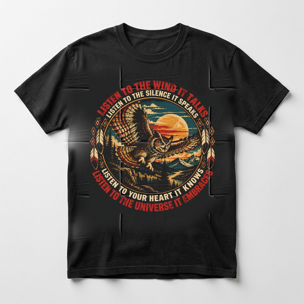 Night Owl Listen to the Wind shirt in black