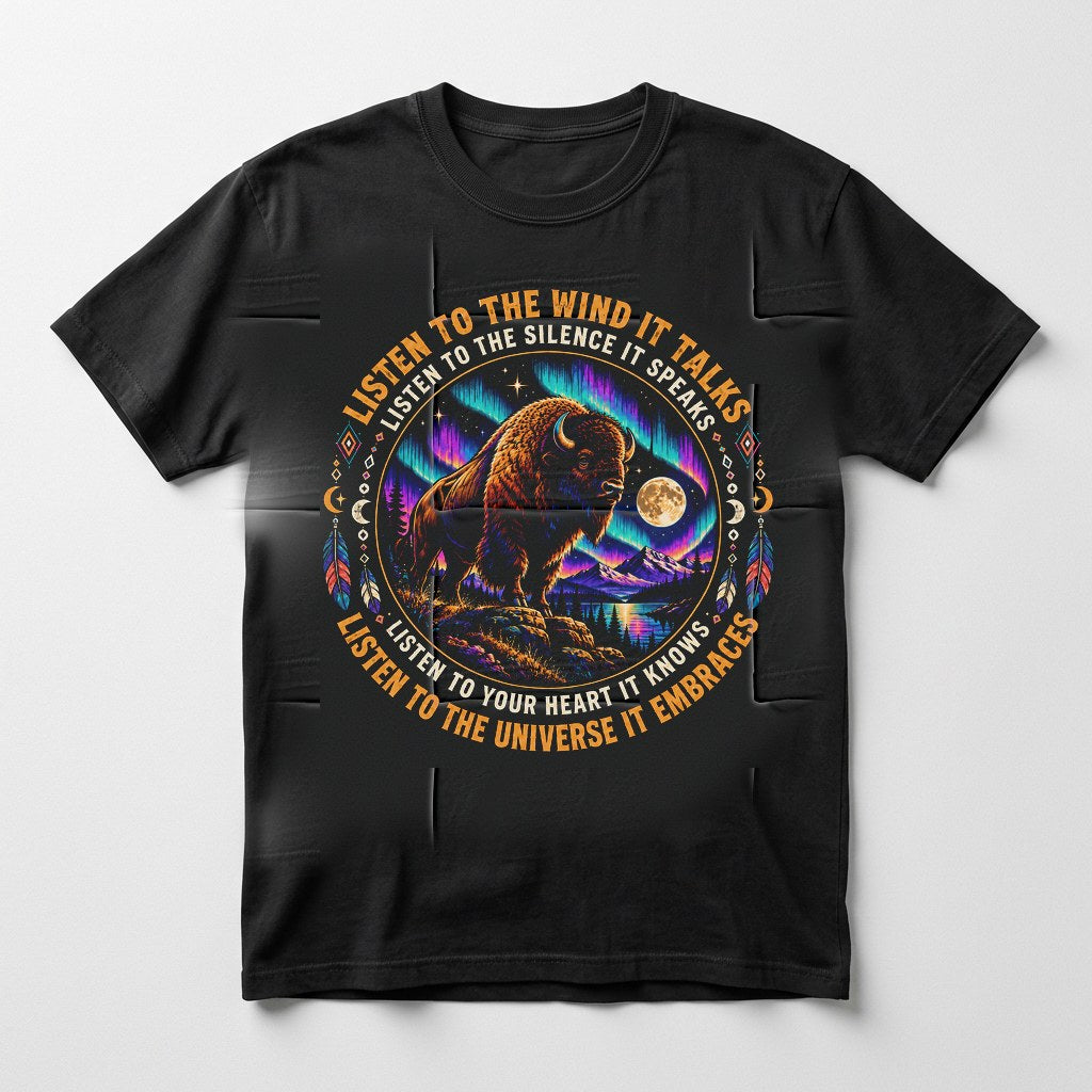The Bison Listen to the Wind shirt in black