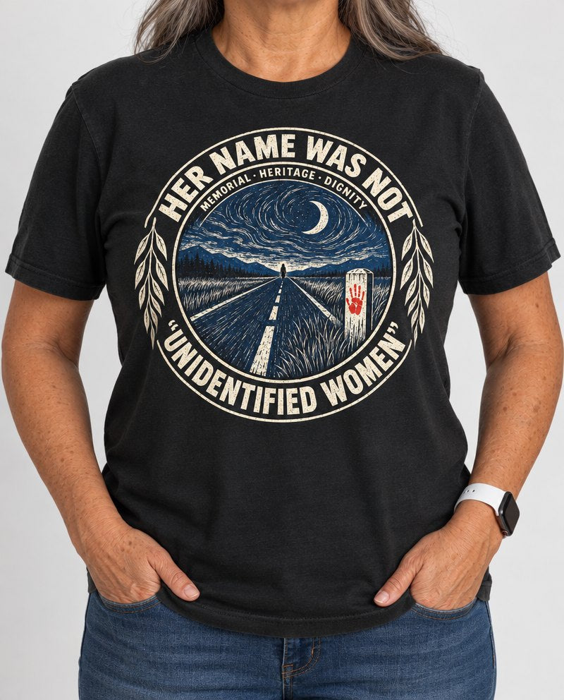 Night Road MMIW memorial shirt in black
