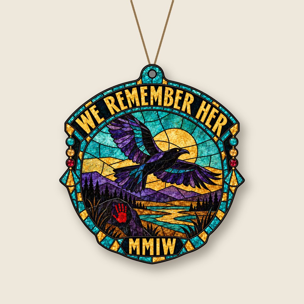 Glass Sky We Remember Her — MMIW Wooden Keepsake Ornament