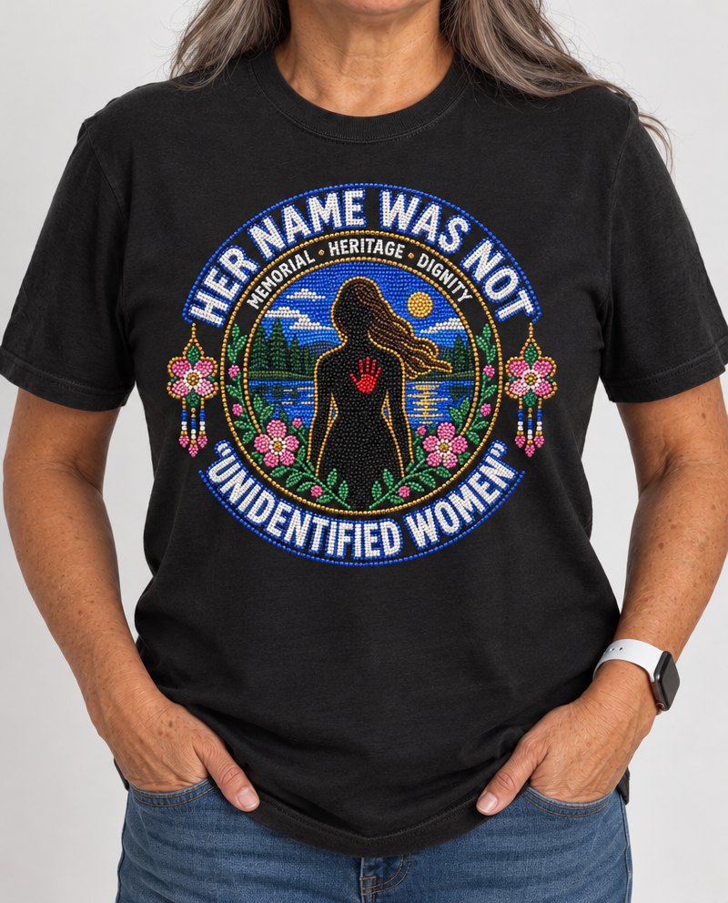Wild Rose MMIW memorial shirt in black