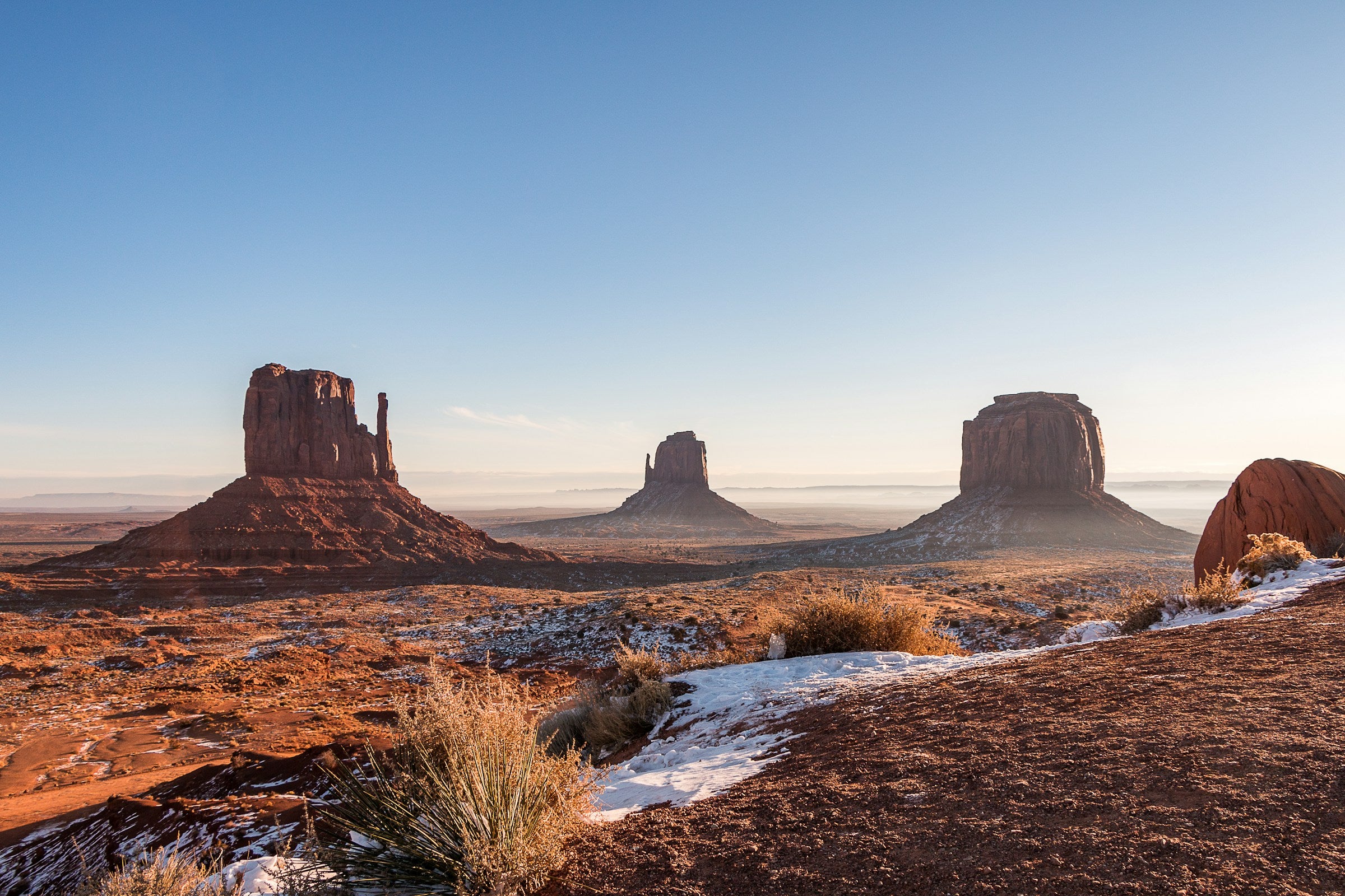 High desert mesas at golden hour — The Long Walk Navajo homeland