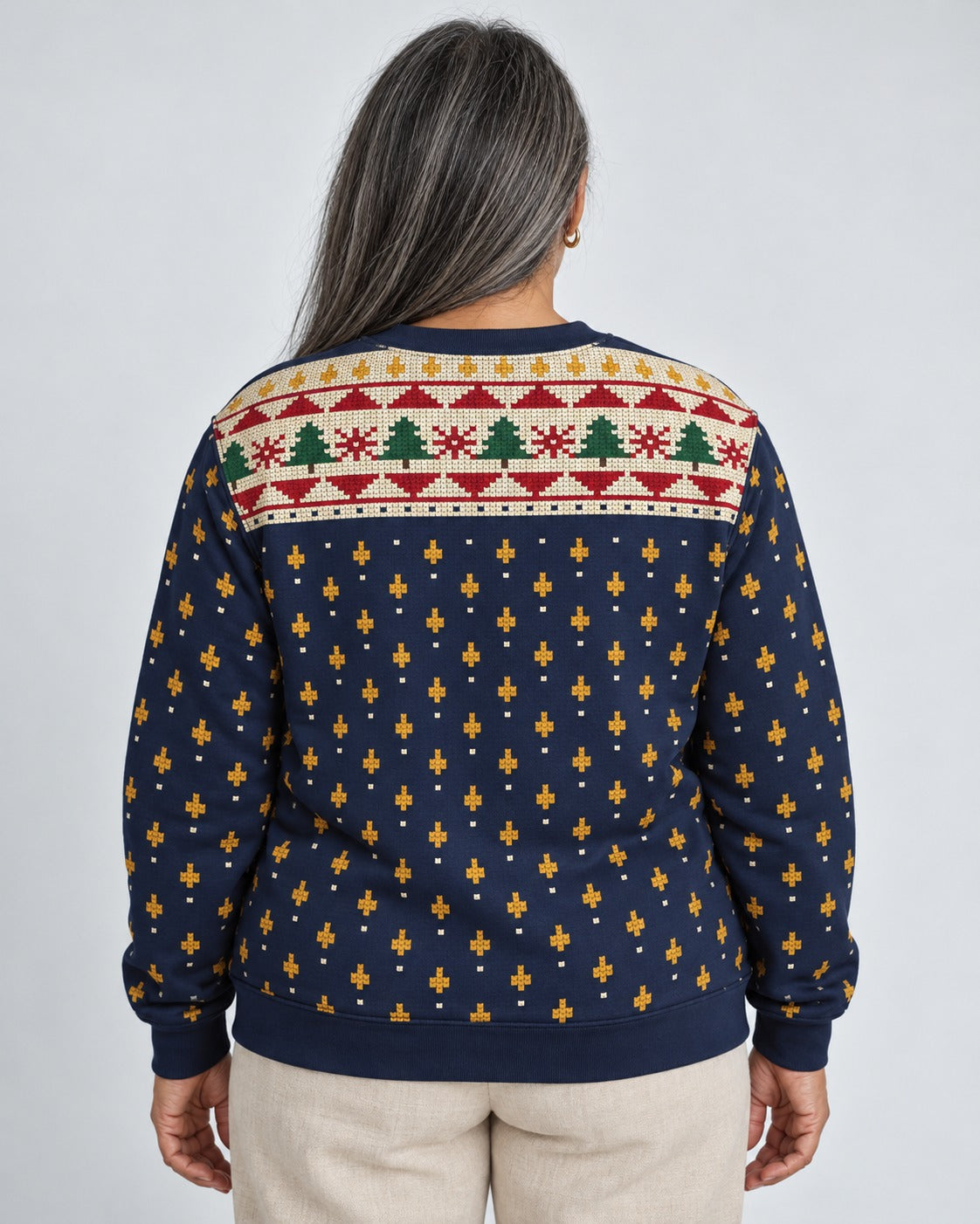 Trail of Tears — Five Nations — Women’s Knit Sweater — worn by woman, back view