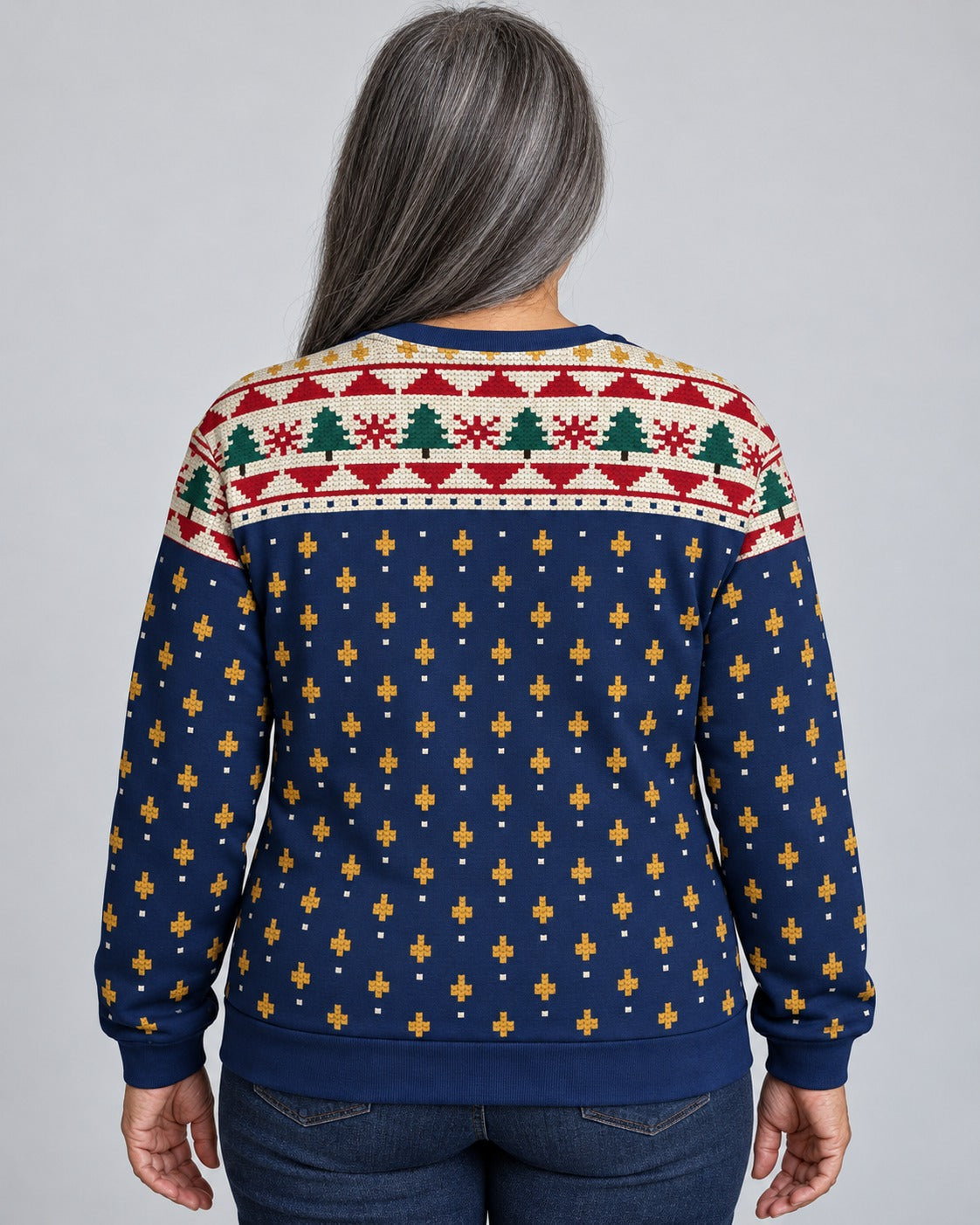 Trail of Tears — Five Nations — Women’s Knit Sweater — worn by woman (2), back view