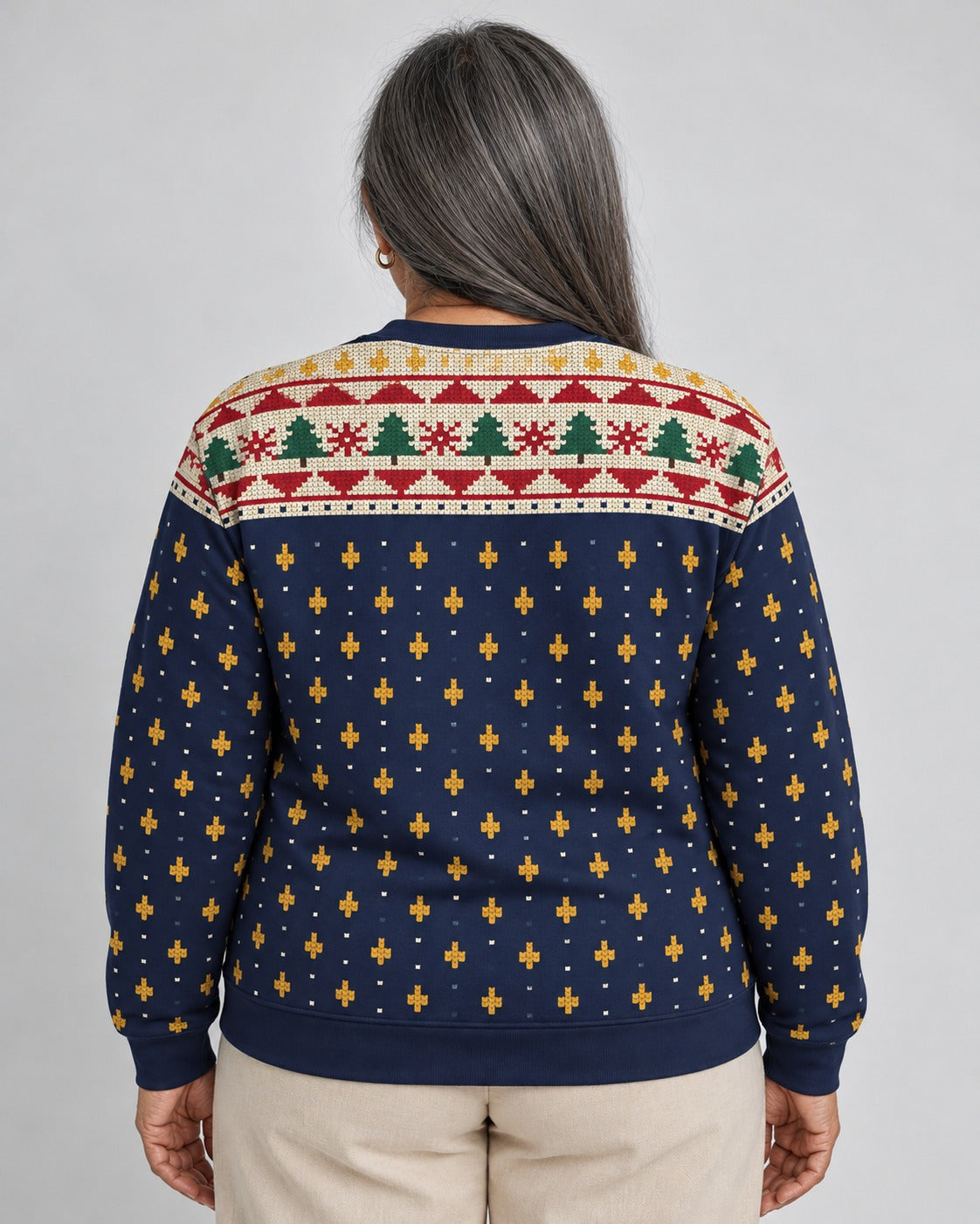 Trail of Tears — Winter 1838 — Women’s Knit Sweater — worn by woman, back view